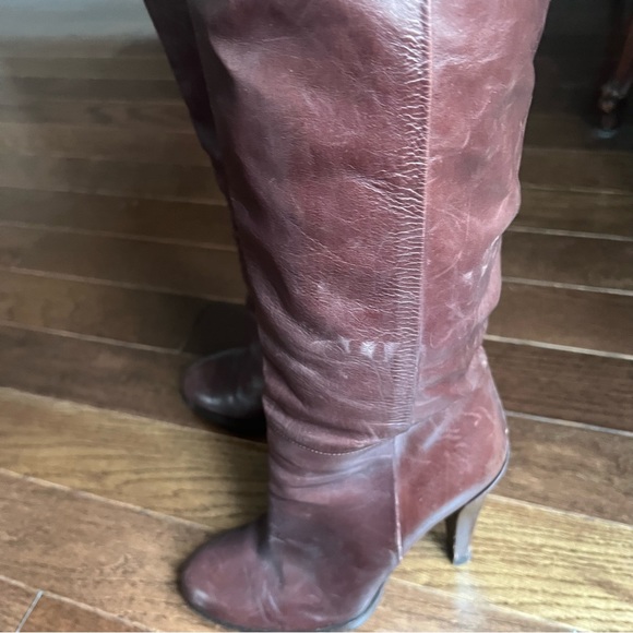 Authentic Gucci Tall Brown High Heel Leather Boot-sz 7.5 - Picture 12 of 16